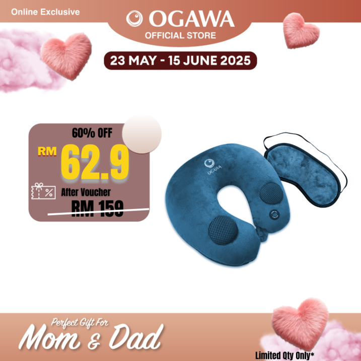 OGAWA Tinkle-X Music Vibration Massage Pillow and Sleep Eye Mask (Blue)*